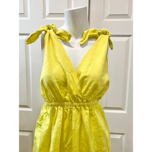 Mara Hoffman Swim Braided Tie Belted Highlighter Yellow Summer Dress Sz L - Picture 7 of 8